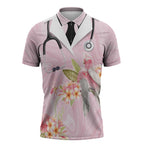 Aussie Nurse RN Pink Cockatoo Zipper Polo Shirt