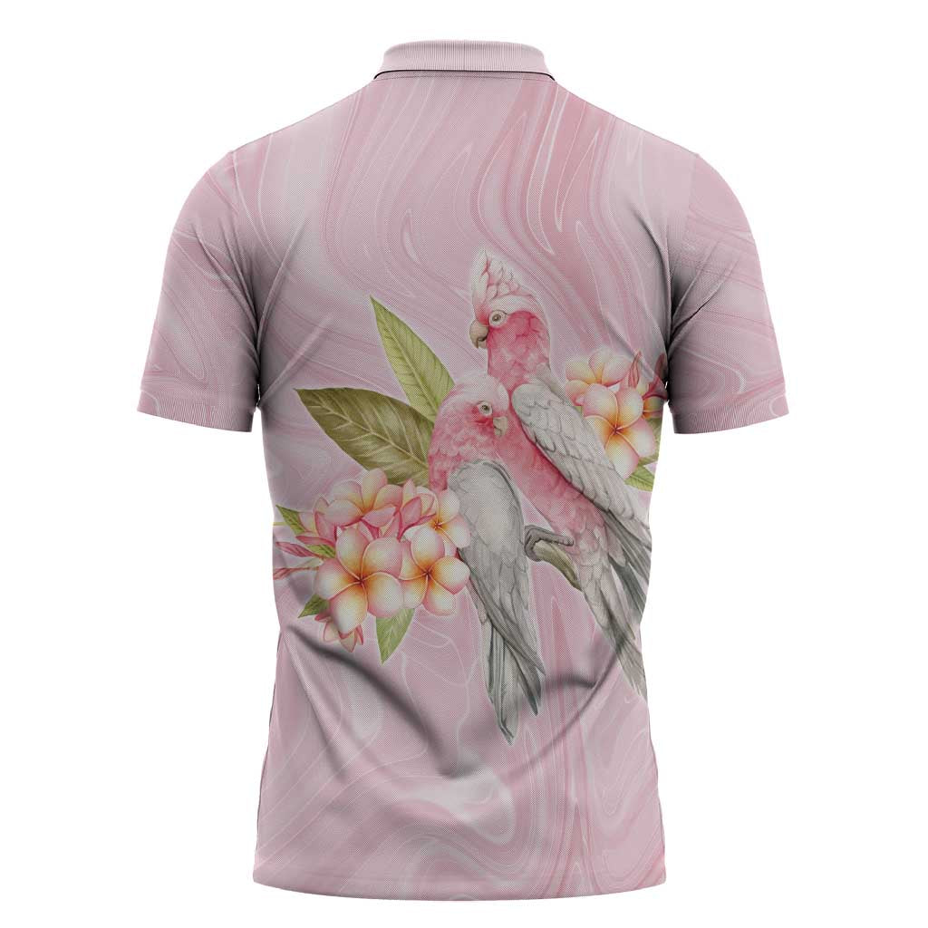 Aussie Nurse RN Pink Cockatoo Zipper Polo Shirt