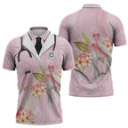 Aussie Nurse RN Pink Cockatoo Zipper Polo Shirt