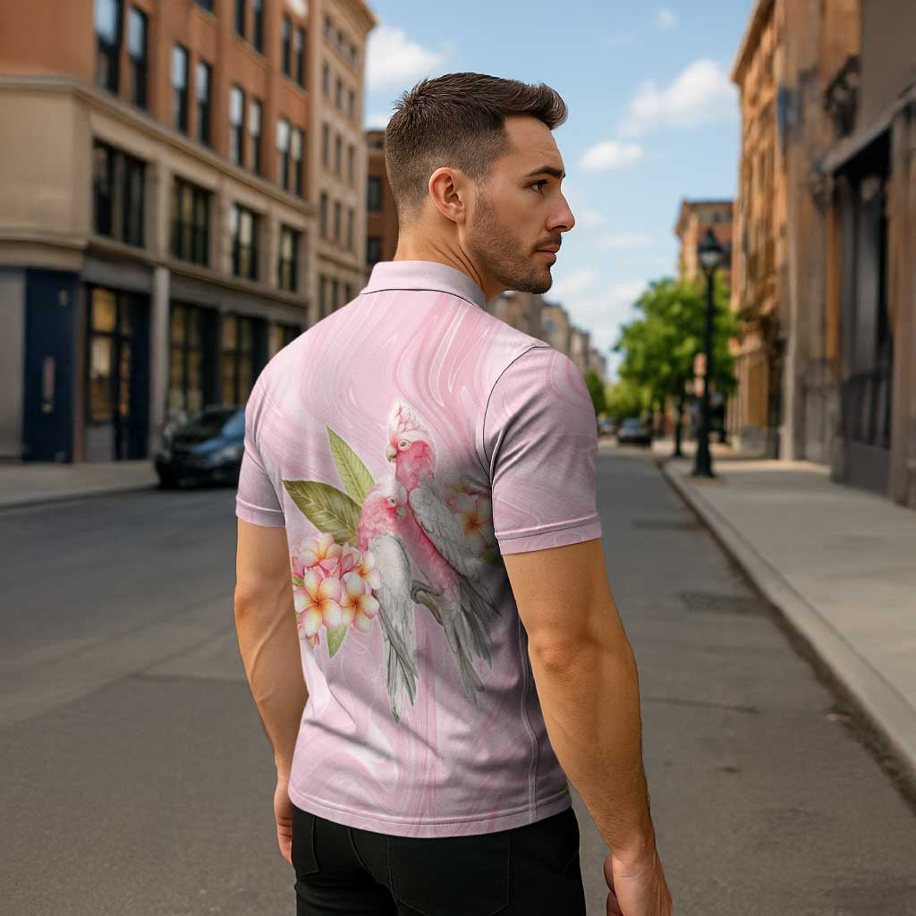 Aussie Nurse RN Pink Cockatoo Zipper Polo Shirt