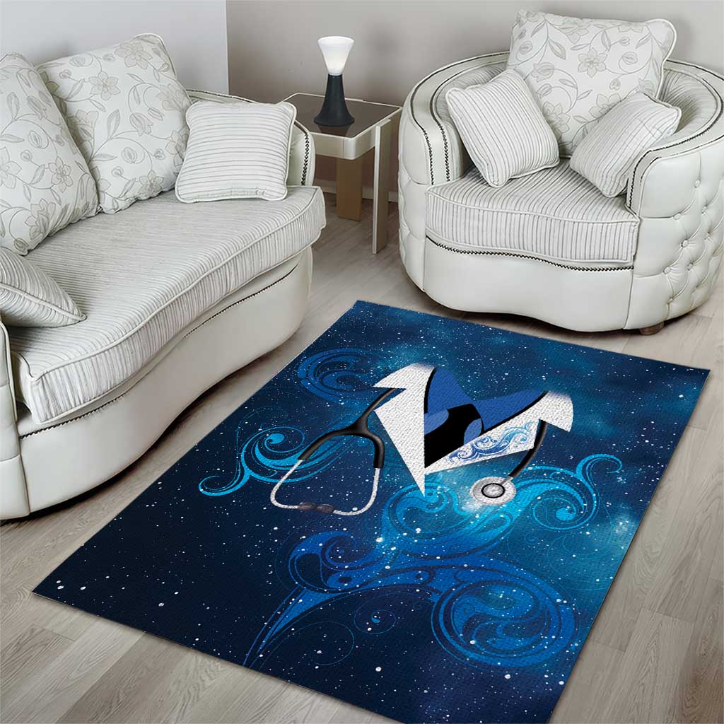 New Zealand Nurses RN Area Rug Galaxy Stethoscope Maori Motif