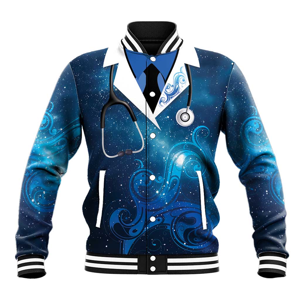 New Zealand Nurses RN Personalised Baseball Jacket Galaxy Stethoscope Maori Motif