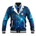 New Zealand Nurses RN Personalised Baseball Jacket Galaxy Stethoscope Maori Motif