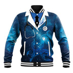 New Zealand Nurses RN Personalised Baseball Jacket Galaxy Stethoscope Maori Motif
