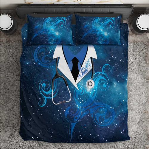 New Zealand Nurses RN Bedding Set Galaxy Stethoscope Maori Motif