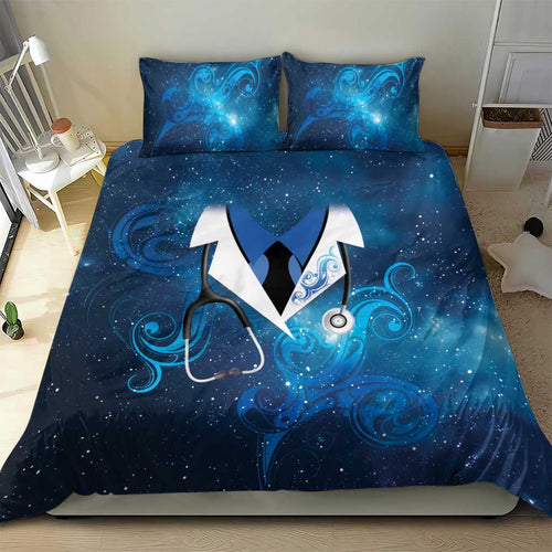 New Zealand Nurses RN Bedding Set Galaxy Stethoscope Maori Motif