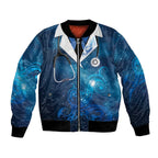New Zealand Nurses RN Personalised Bomber Jacket Galaxy Stethoscope Maori Motif