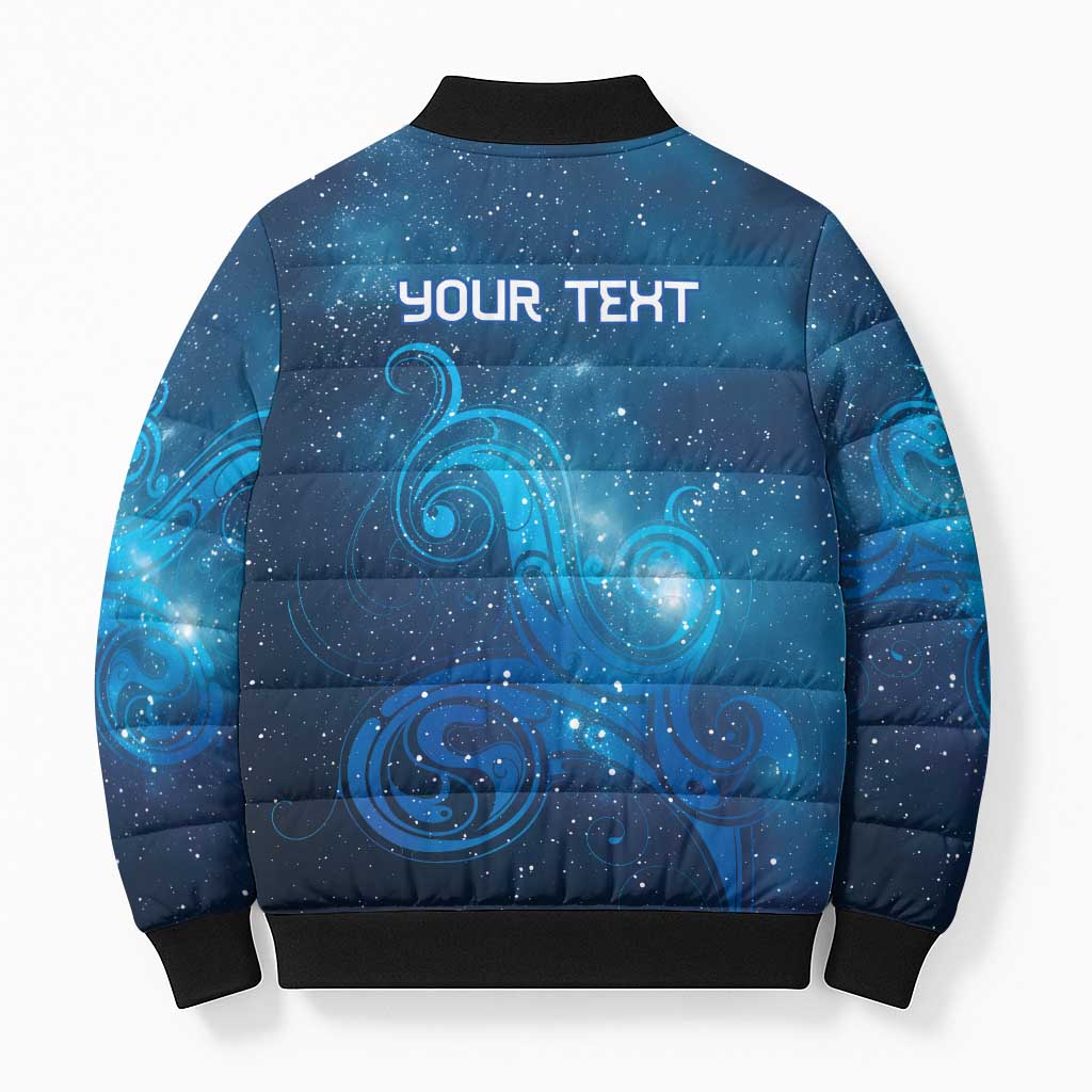 New Zealand Nurses RN Personalised Bomber Puffer Jacket Galaxy Stethoscope Maori Motif