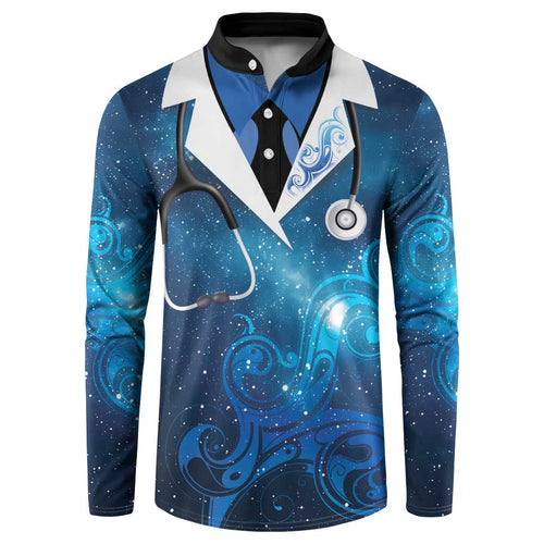 New Zealand Nurses RN Personalised Button Sweatshirt Galaxy Stethoscope Maori Motif
