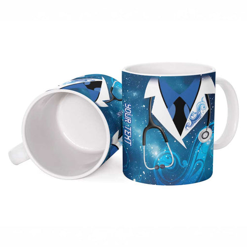 New Zealand Nurses RN Personalised Ceramic Mug Galaxy Stethoscope Maori Motif