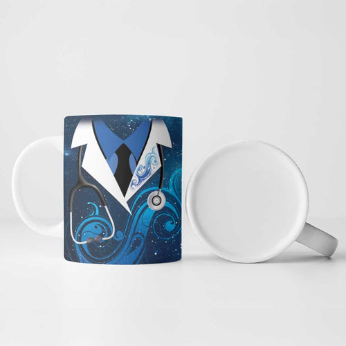 New Zealand Nurses RN Personalised Ceramic Mug Galaxy Stethoscope Maori Motif