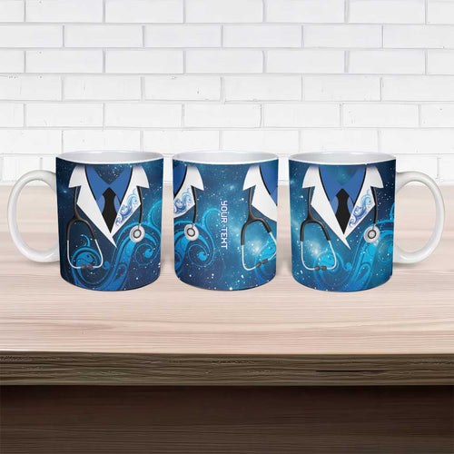 New Zealand Nurses RN Personalised Ceramic Mug Galaxy Stethoscope Maori Motif