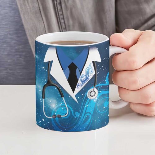 New Zealand Nurses RN Personalised Ceramic Mug Galaxy Stethoscope Maori Motif