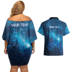 New Zealand Nurses RN Personalised Couples Matching Off Shoulder Short Dress and Hawaiian Shirt Galaxy Stethoscope Maori Motif