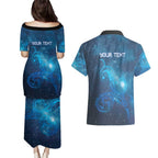New Zealand Nurses RN Personalised Couples Matching Puletasi and Hawaiian Shirt Galaxy Stethoscope Maori Motif