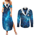 New Zealand Nurses RN Personalised Couples Matching Summer Maxi Dress and Long Sleeve Button Shirt Galaxy Stethoscope Maori Motif
