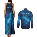 New Zealand Nurses RN Personalised Couples Matching Tank Maxi Dress and Long Sleeve Button Shirt Galaxy Stethoscope Maori Motif