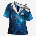 New Zealand Nurses RN Personalised Cross Shoulder Shirt Galaxy Stethoscope Maori Motif