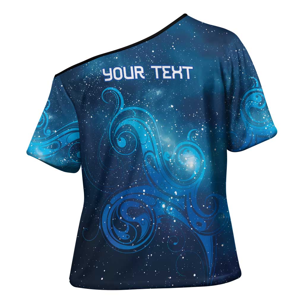 New Zealand Nurses RN Personalised Cross Shoulder Shirt Galaxy Stethoscope Maori Motif