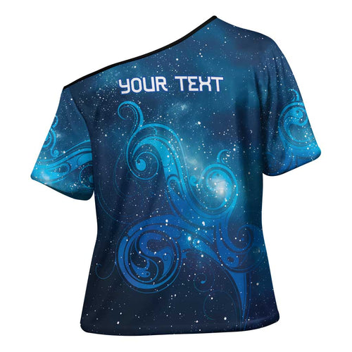New Zealand Nurses RN Personalised Cross Shoulder Shirt Galaxy Stethoscope Maori Motif