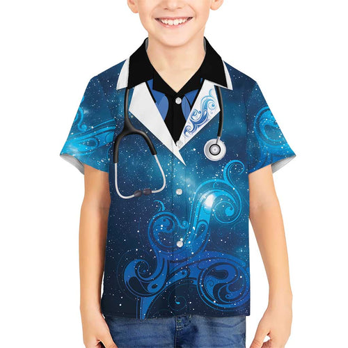 New Zealand Nurses RN Personalised Family Matching Mermaid Dress and Hawaiian Shirt Galaxy Stethoscope Maori Motif