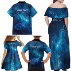 New Zealand Nurses RN Personalised Family Matching Off Shoulder Maxi Dress and Hawaiian Shirt Galaxy Stethoscope Maori Motif
