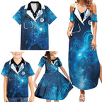 New Zealand Nurses RN Personalised Family Matching Summer Maxi Dress and Hawaiian Shirt Galaxy Stethoscope Maori Motif