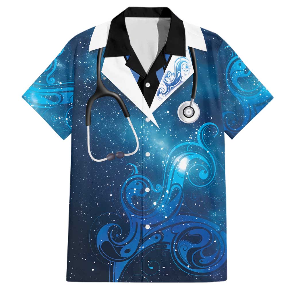 New Zealand Nurses RN Personalised Family Matching Summer Maxi Dress and Hawaiian Shirt Galaxy Stethoscope Maori Motif