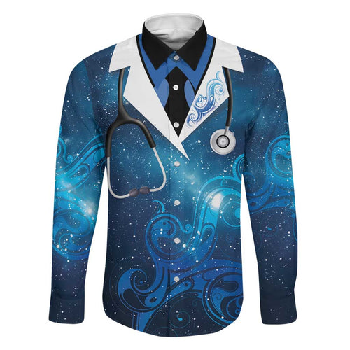 New Zealand Nurses RN Personalised Family Matching Summer Maxi Dress and Hawaiian Shirt Galaxy Stethoscope Maori Motif