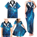 New Zealand Nurses RN Personalised Family Matching Tank Maxi Dress and Hawaiian Shirt Galaxy Stethoscope Maori Motif