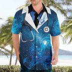New Zealand Nurses RN Personalised Hawaiian Shirt Galaxy Stethoscope Maori Motif