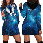 New Zealand Nurses RN Personalised Hoodie Dress Galaxy Stethoscope Maori Motif