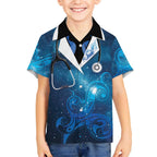 New Zealand Nurses RN Personalised Kid Hawaiian Shirt Galaxy Stethoscope Maori Motif