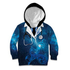 New Zealand Nurses RN Personalised Kid Hoodie Galaxy Stethoscope Maori Motif