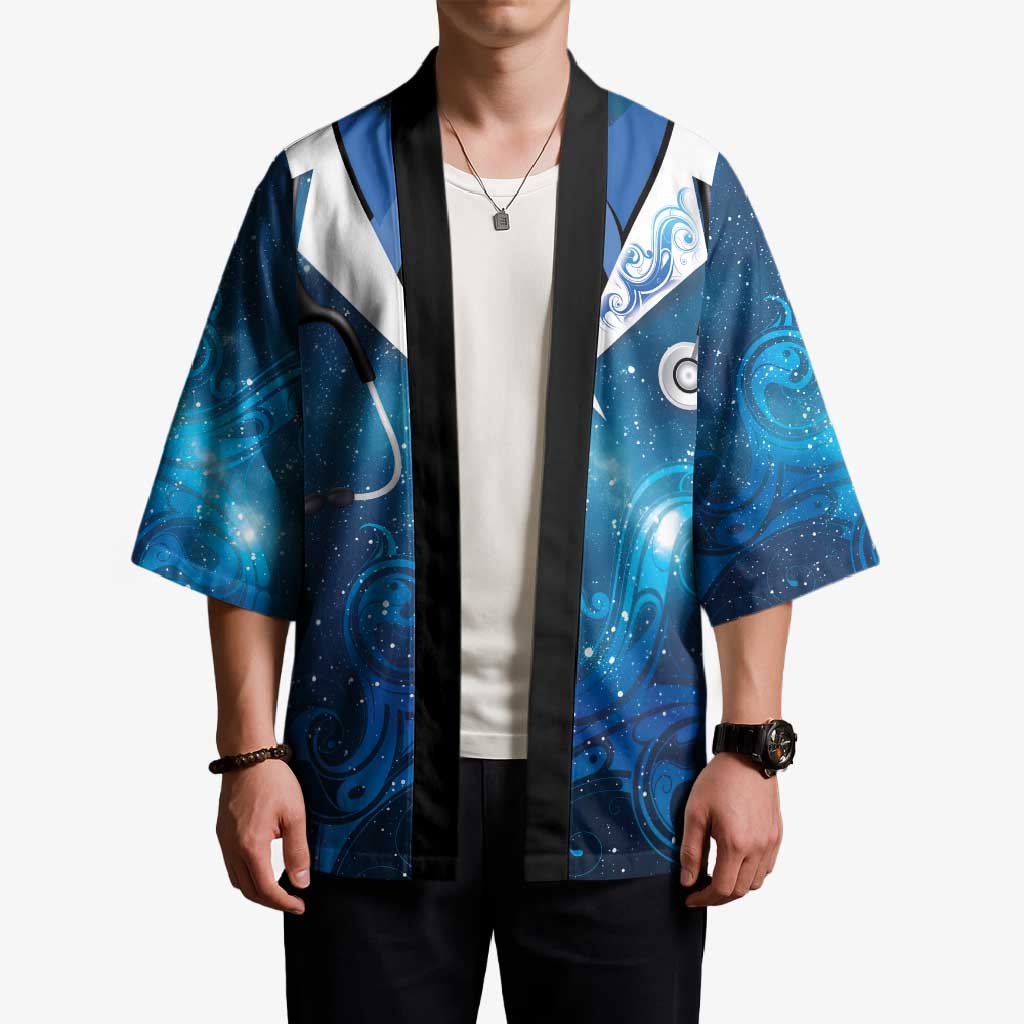 New Zealand Nurses RN Personalised Kimono Galaxy Stethoscope Maori Motif