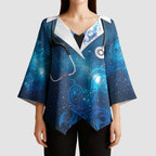 New Zealand Nurses RN Personalised Kimono Sleeve Blouse Galaxy Stethoscope Maori Motif