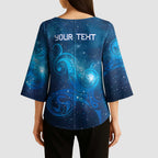 New Zealand Nurses RN Personalised Kimono Sleeve Blouse Galaxy Stethoscope Maori Motif