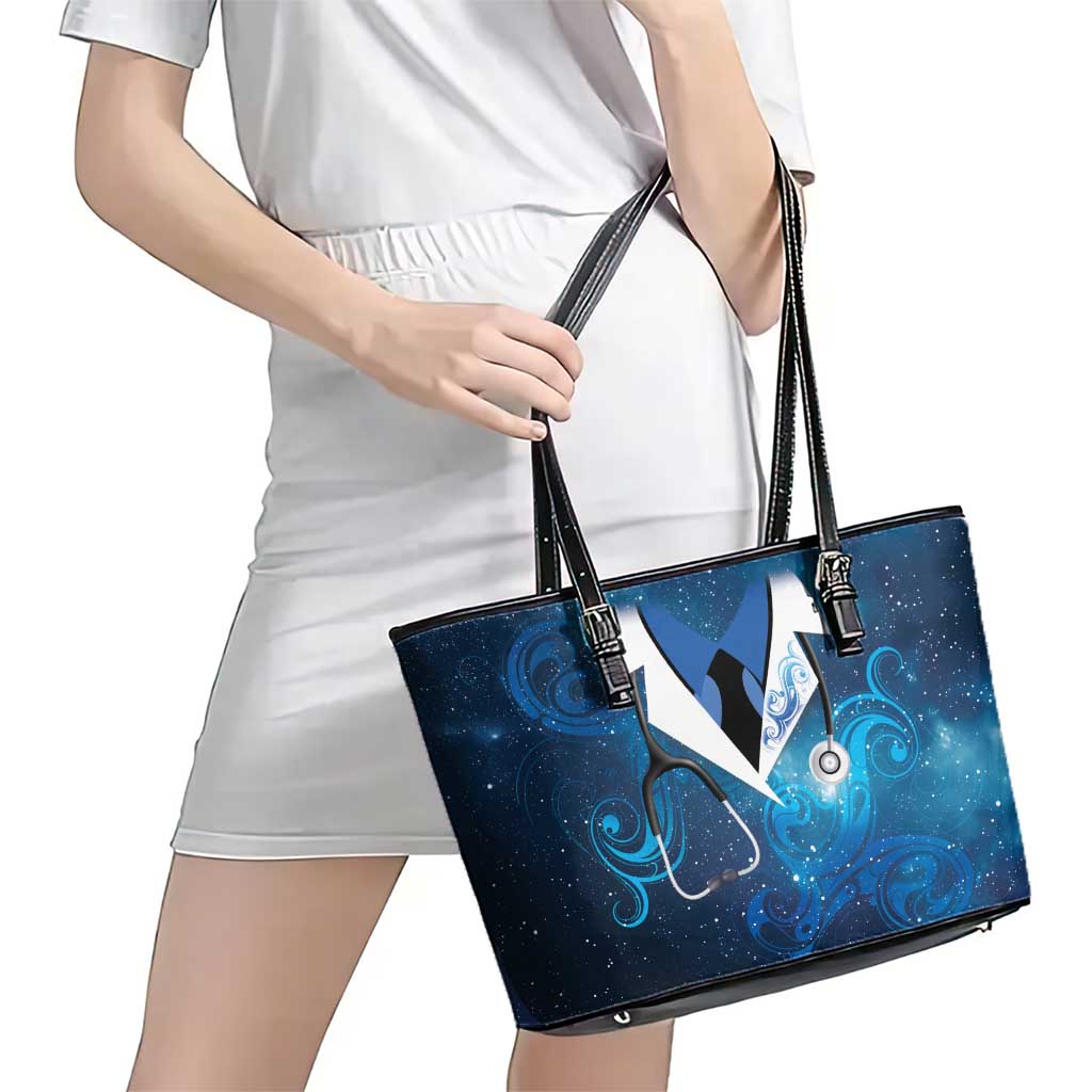New Zealand Nurses RN Leather Tote Bag Galaxy Stethoscope Maori Motif