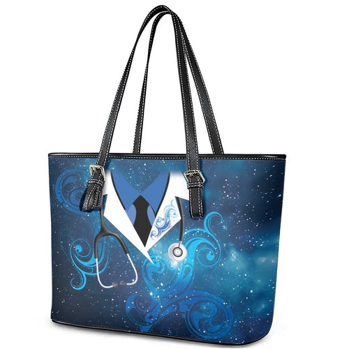New Zealand Nurses RN Leather Tote Bag Galaxy Stethoscope Maori Motif