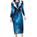 New Zealand Nurses RN Personalised Long Sleeve Bodycon Dress Galaxy Stethoscope Maori Motif