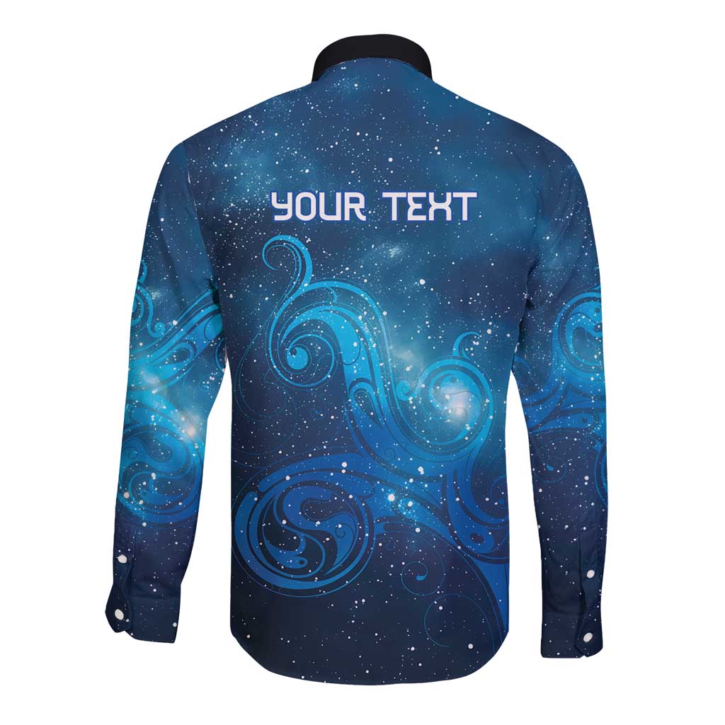 New Zealand Nurses RN Personalised Long Sleeve Button Shirt Galaxy Stethoscope Maori Motif