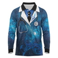 New Zealand Nurses RN Personalised Long Sleeve Polo Shirt Galaxy Stethoscope Maori Motif