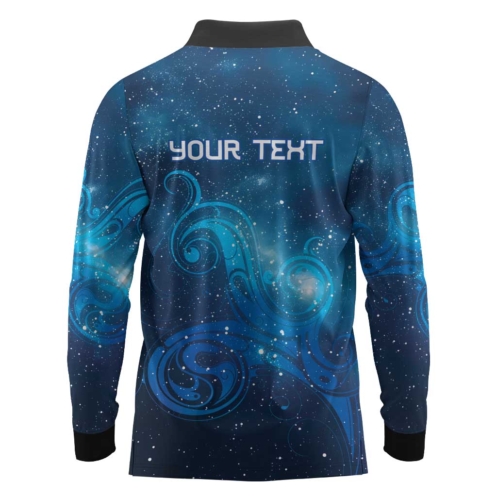 New Zealand Nurses RN Personalised Long Sleeve Polo Shirt Galaxy Stethoscope Maori Motif