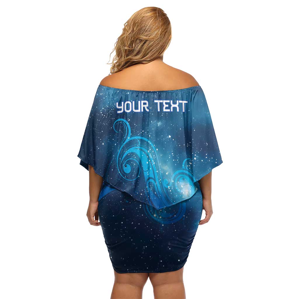 New Zealand Nurses RN Personalised Off Shoulder Short Dress Galaxy Stethoscope Maori Motif