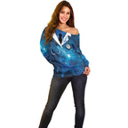 New Zealand Nurses RN Personalised Off Shoulder Sweater Galaxy Stethoscope Maori Motif