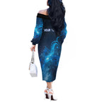 New Zealand Nurses RN Personalised Off The Shoulder Long Sleeve Dress Galaxy Stethoscope Maori Motif
