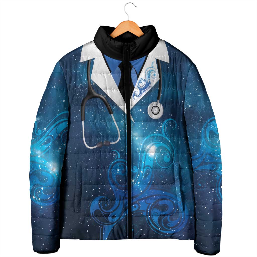 New Zealand Nurses RN Personalised Padded Jacket Galaxy Stethoscope Maori Motif