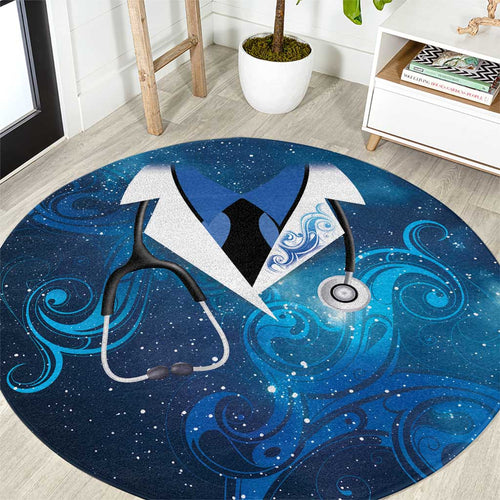 New Zealand Nurses RN Round Carpet Galaxy Stethoscope Maori Motif