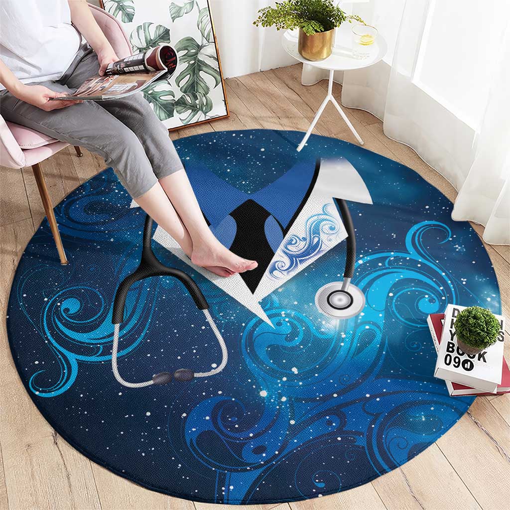 New Zealand Nurses RN Round Carpet Galaxy Stethoscope Maori Motif