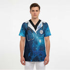 New Zealand Nurses RN Personalised Scrub Top Galaxy Stethoscope Maori Motif